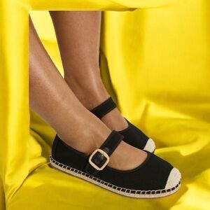 Black and Cream Espadrille Flats